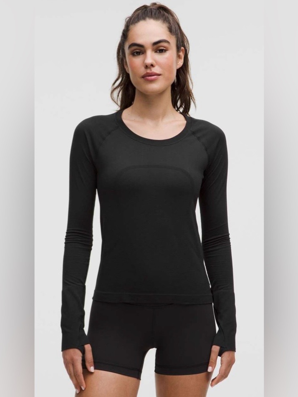 Lululemon Long Sleeve Swiftly Black Crew Top Size 4